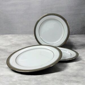 Noritake Manor Platinum 4297 Salad Plates 8 3/8” Set of 3 Fine China Vintage